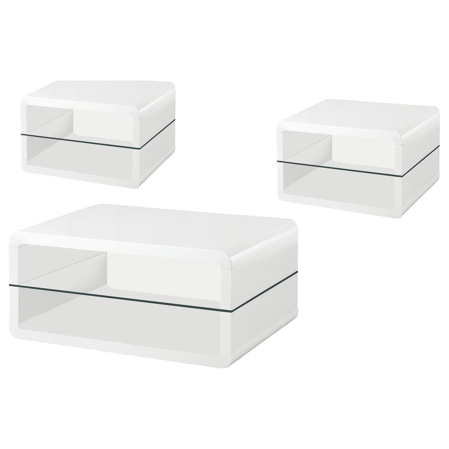 Elana 3-piece Coffee and End Table Set White High Gloss