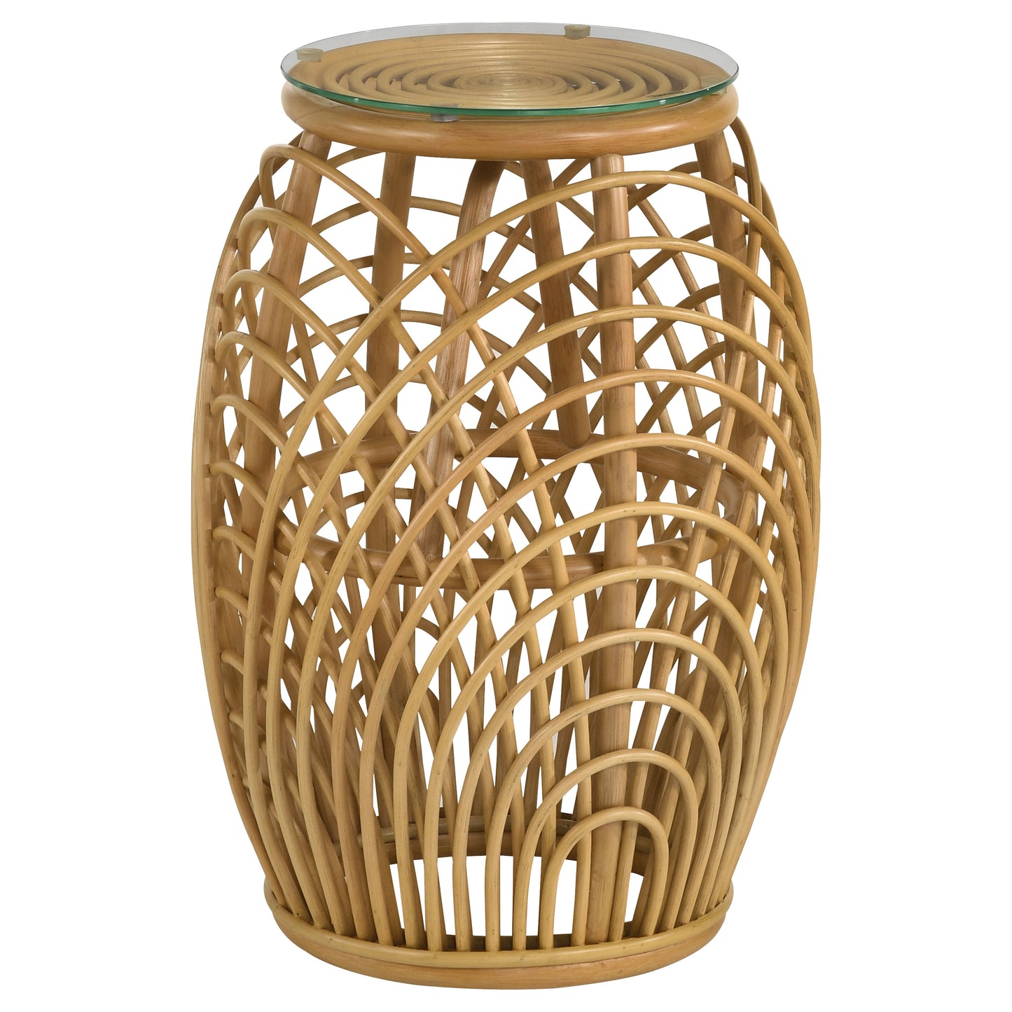 Dahlia 2-piece Round Rattan Coffee and End Table Set Natural