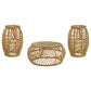 Dahlia 3-piece Round Rattan Coffee and End Table Set Natural