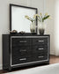 Kaydell King/California King Upholstered Panel Headboard with Mirrored Dresser