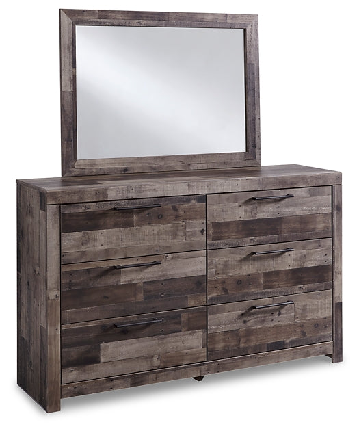 Derekson Full Panel Headboard with Mirrored Dresser