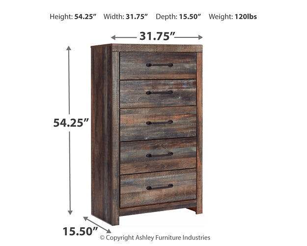 Drystan King Panel Headboard with Mirrored Dresser, Chest and 2 Nightstands