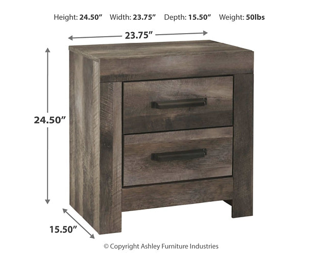 Wynnlow King Crossbuck Panel Bed with Mirrored Dresser and 2 Nightstands