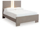 Surancha Full Panel Bed with Mirrored Dresser, Chest and Nightstand