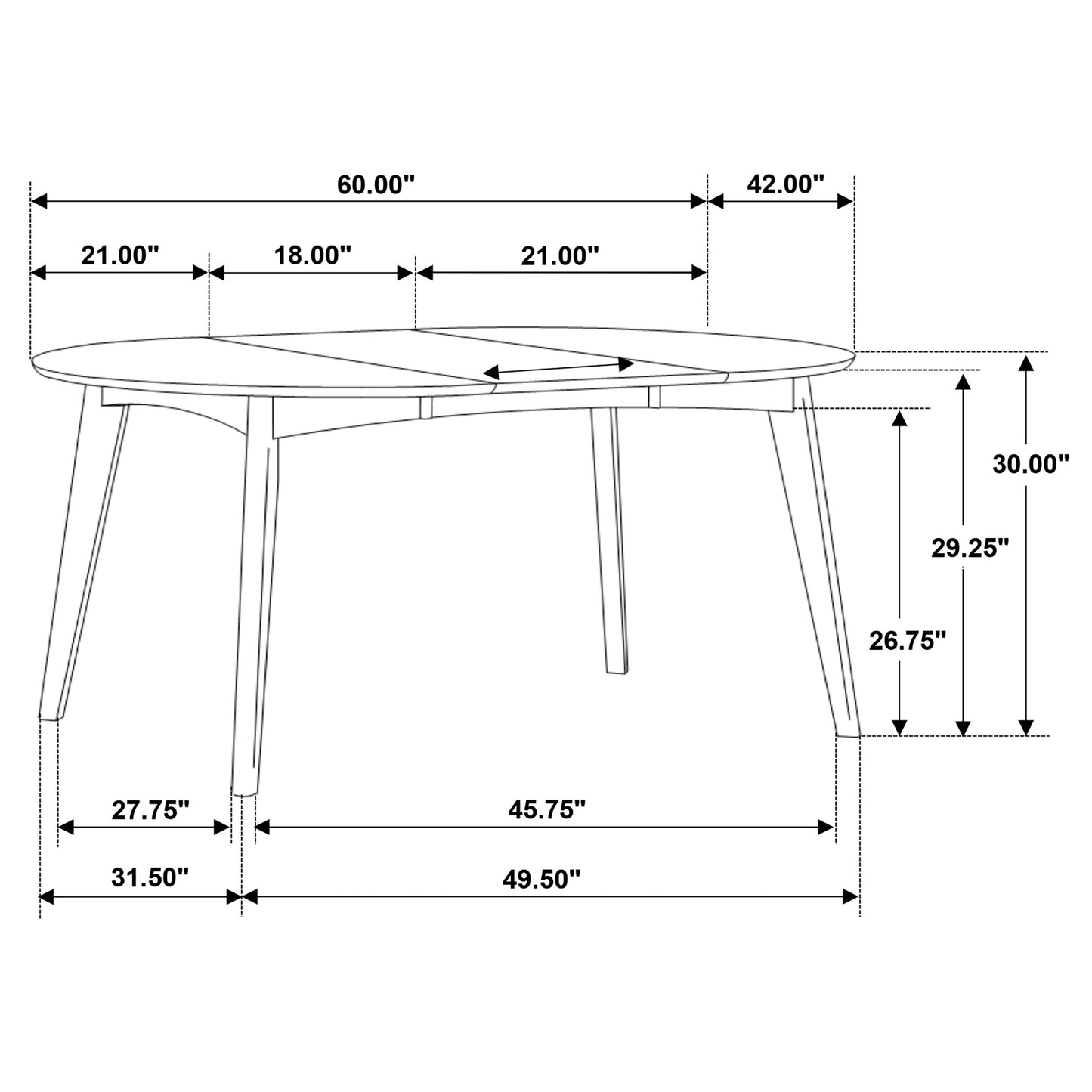 Jedda Oval 60-inch Extension Leaf Dining Table Dark Walnut