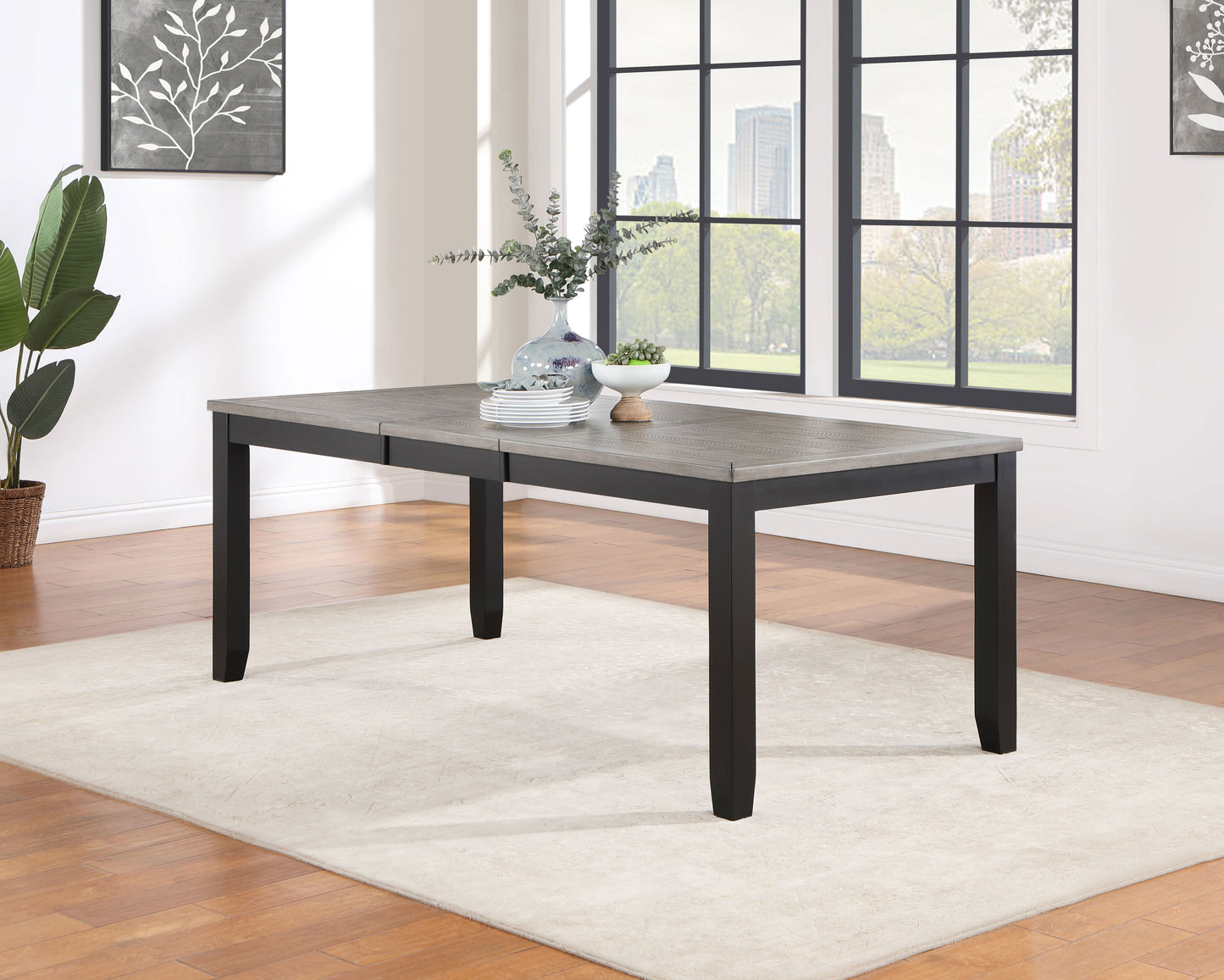 Elodie Rectangular 78-inch Extension Leaf Dining Table Black