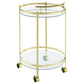 Chrissy 2-tier Round Glass Shelf Metal Bar Cart Brass