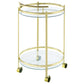 Chrissy 2-tier Round Glass Shelf Metal Bar Cart Brass