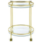 Chrissy 2-tier Round Glass Shelf Metal Bar Cart Brass