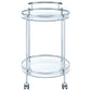 Chrissy Round Glass Shelf Metal Bar Cart Chrome