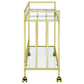 Cara 2-tier Rectangular Glass Shelf Metal Bar Cart Brass