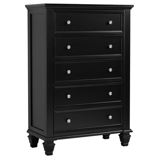 Sandy Beach 5-drawer Bedroom Chest Black