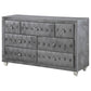 Deanna 7-drawer Upholstered Dresser Grey