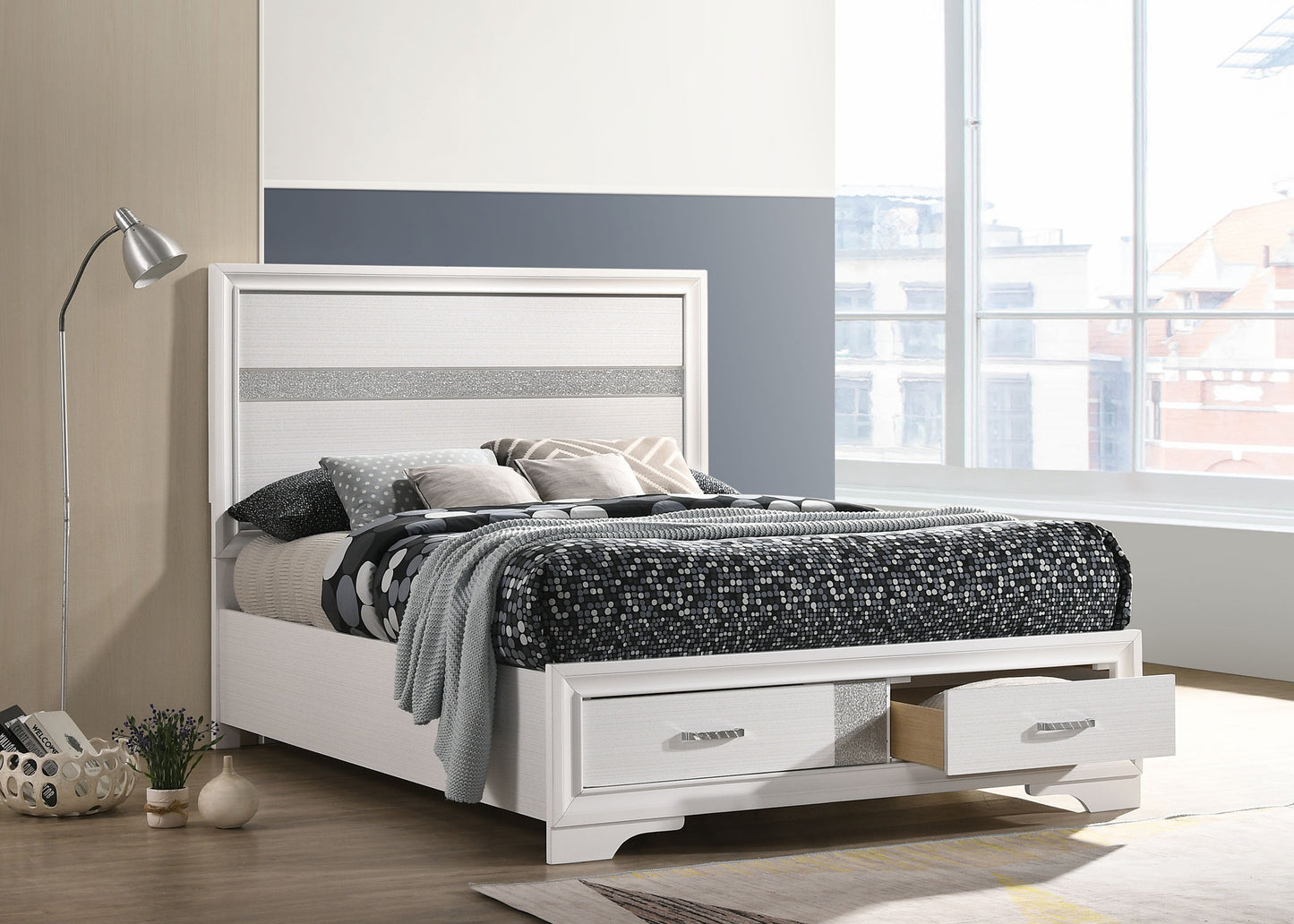 Miranda 51-inch Wood Full Storage Panel Bed White