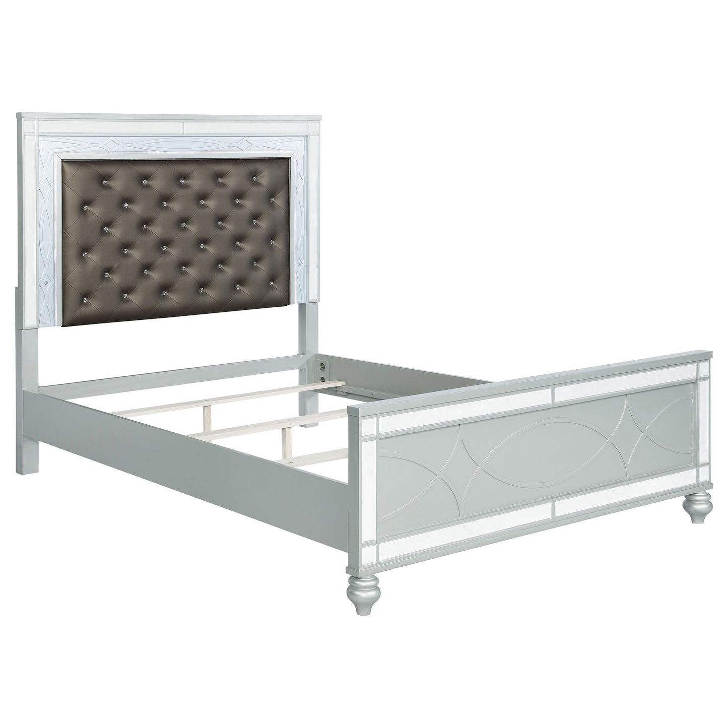 Gunnison Wood California King LED Panel Bed Silver Metallic