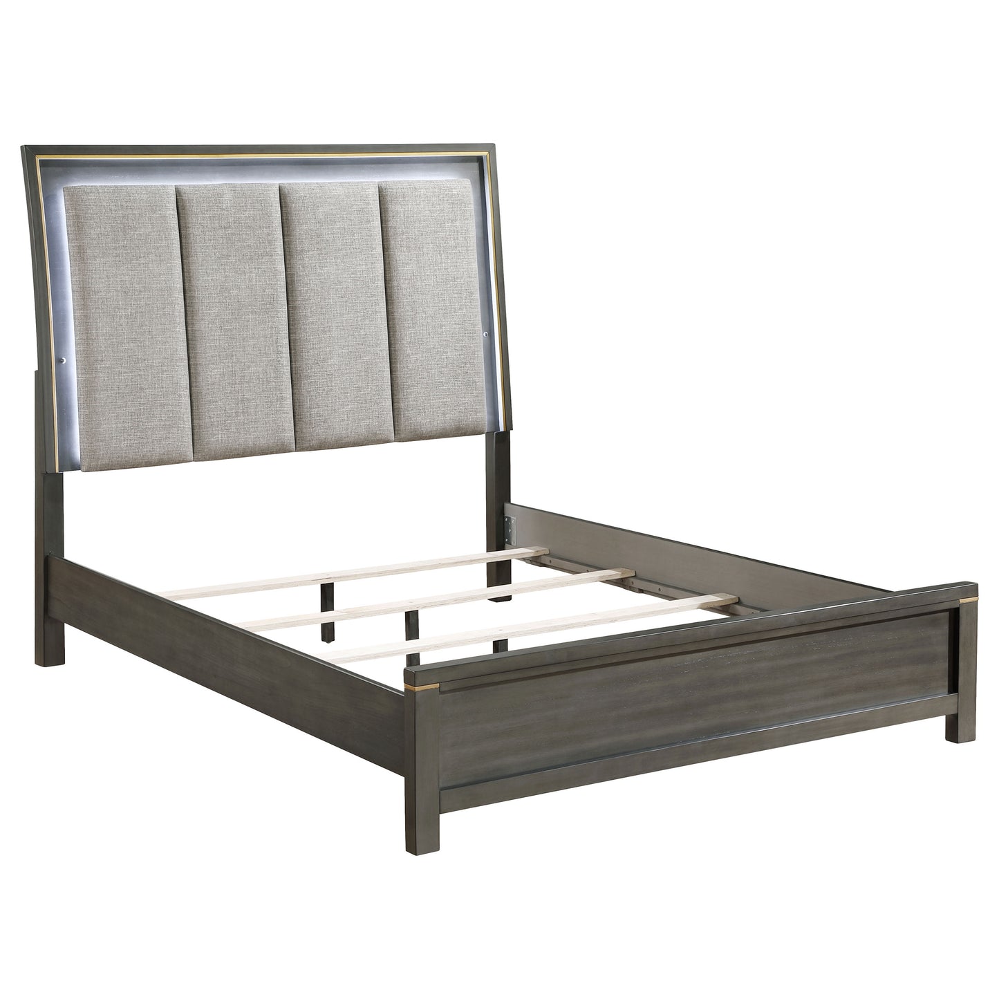 Kieran Wood Eastern King LED Panel Bed Grey