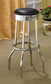 Retro Upholstered Metal Swivel Bar Stool Black (Set of 2)