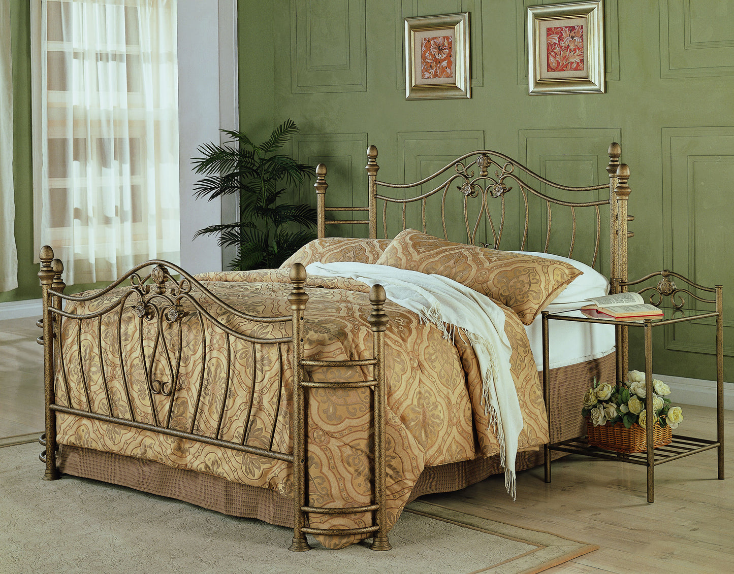 Sydney Metal Eastern King Open Frame Bed Brushed Gold