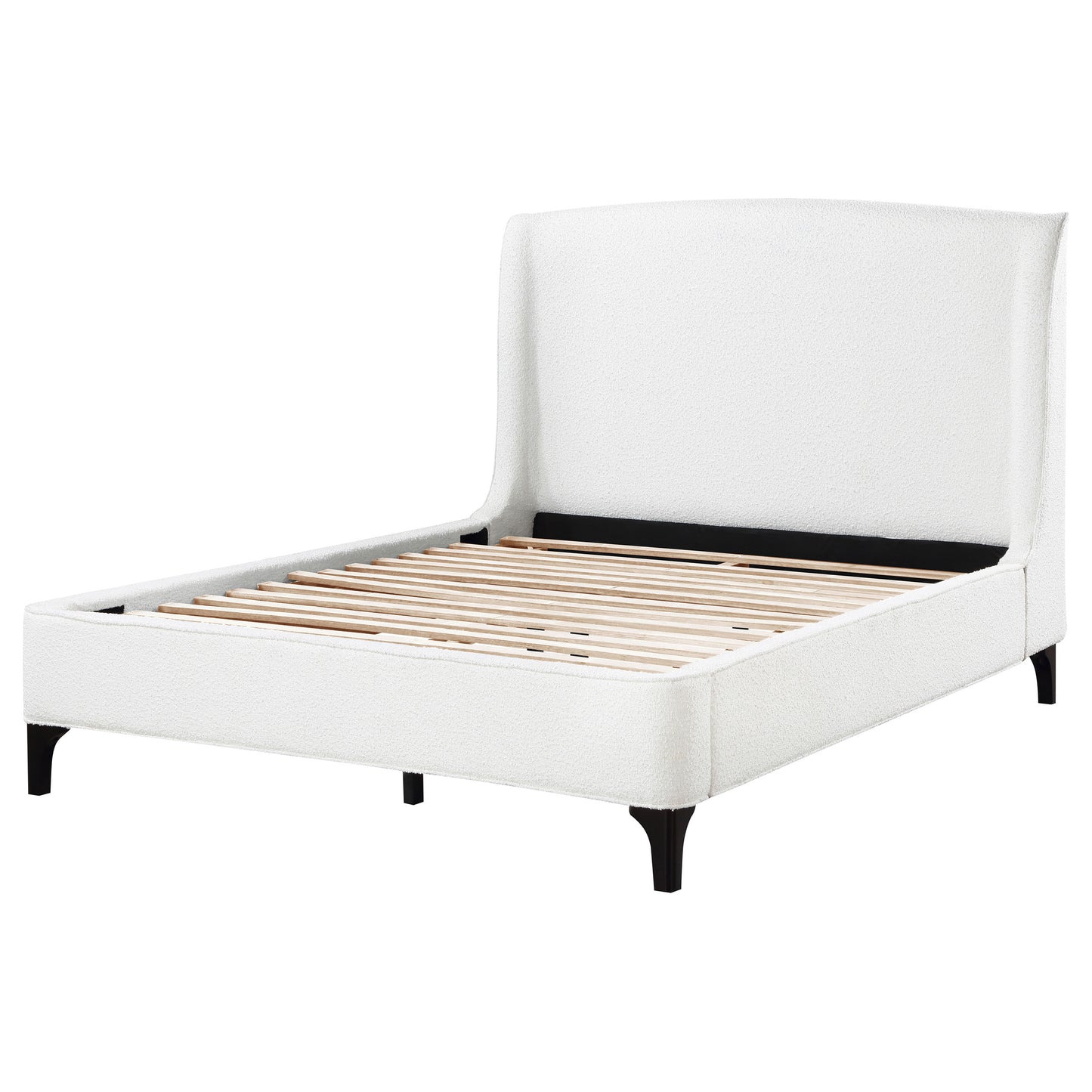 Mosby Upholstered Eastern King Wingback Bed Snow