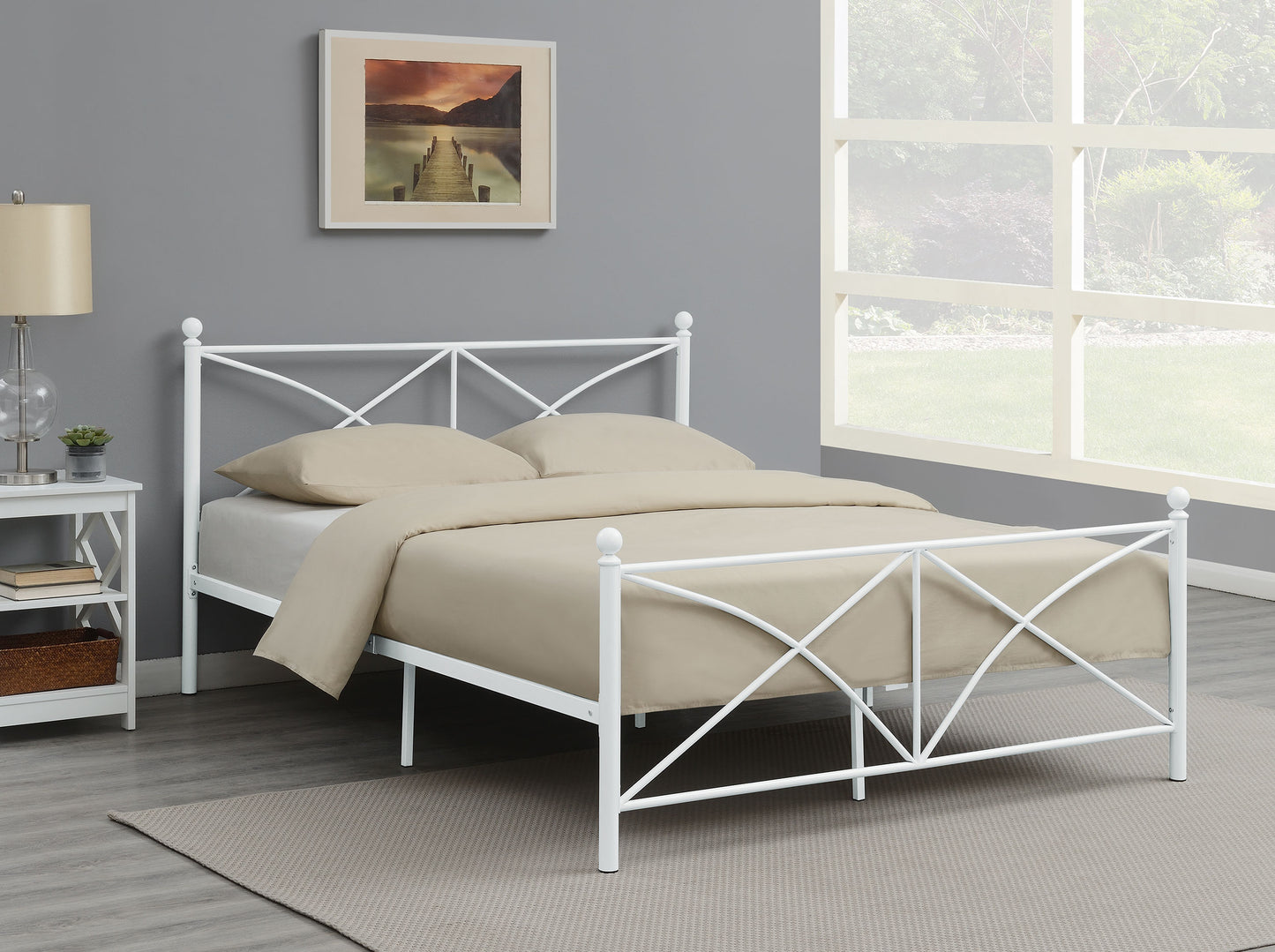 Hart Metal Queen Open Frame Bed White