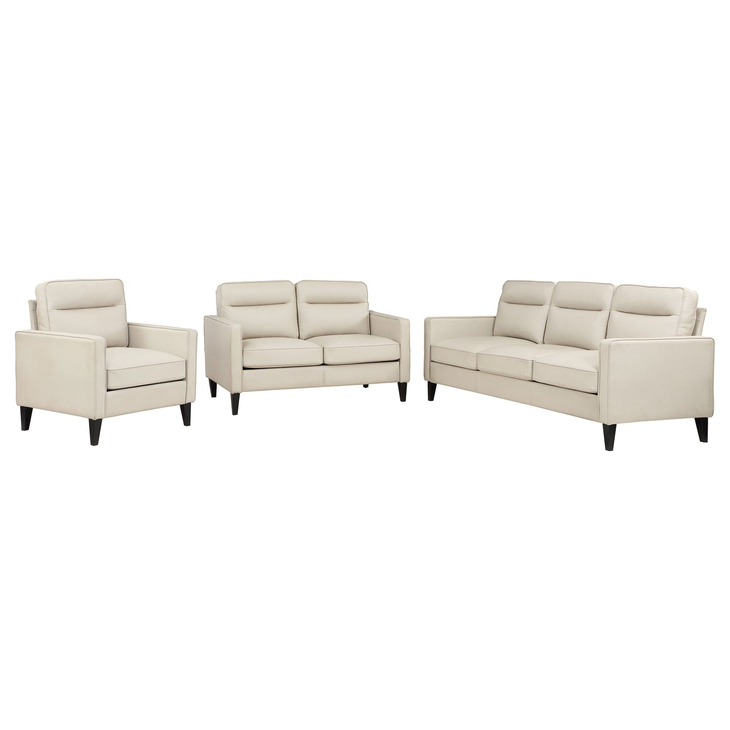 Jonah 3-piece Upholstered Track Arm Sofa Set Ivory