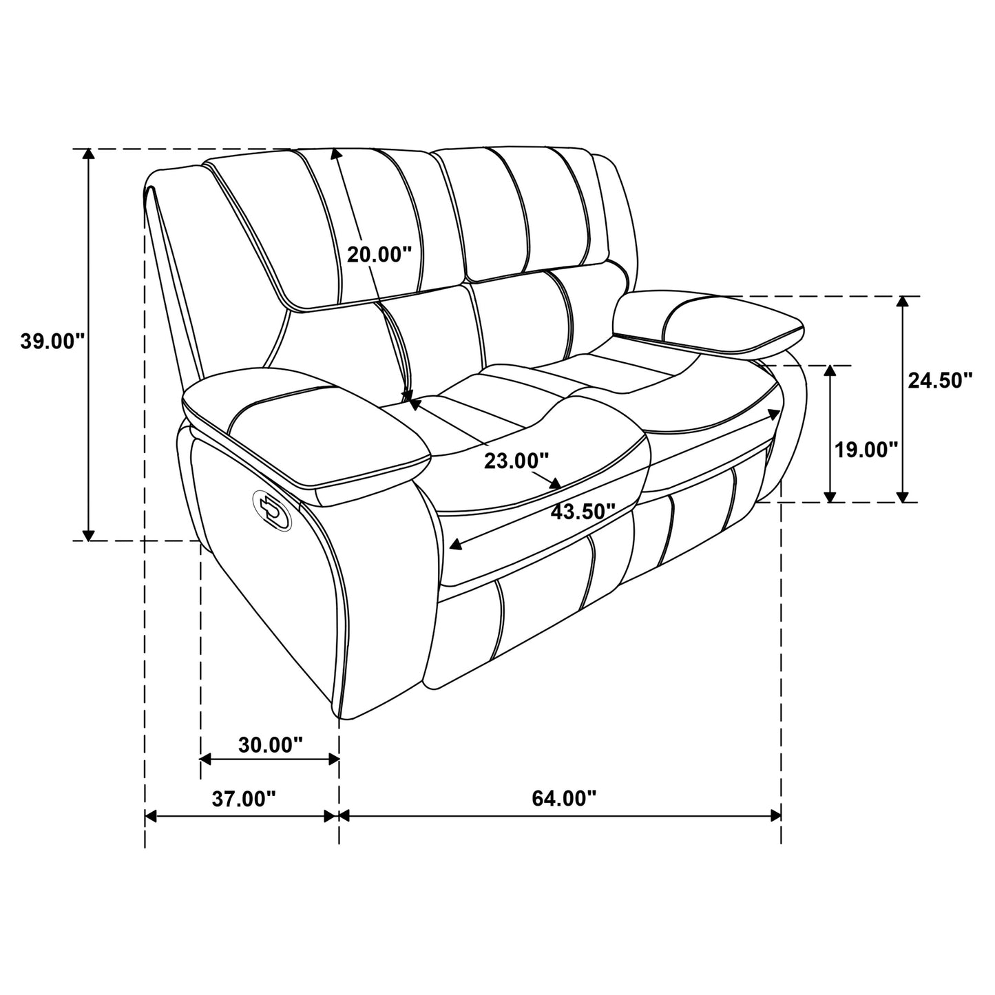 Camila Upholstered Motion Reclining Loveseat Black