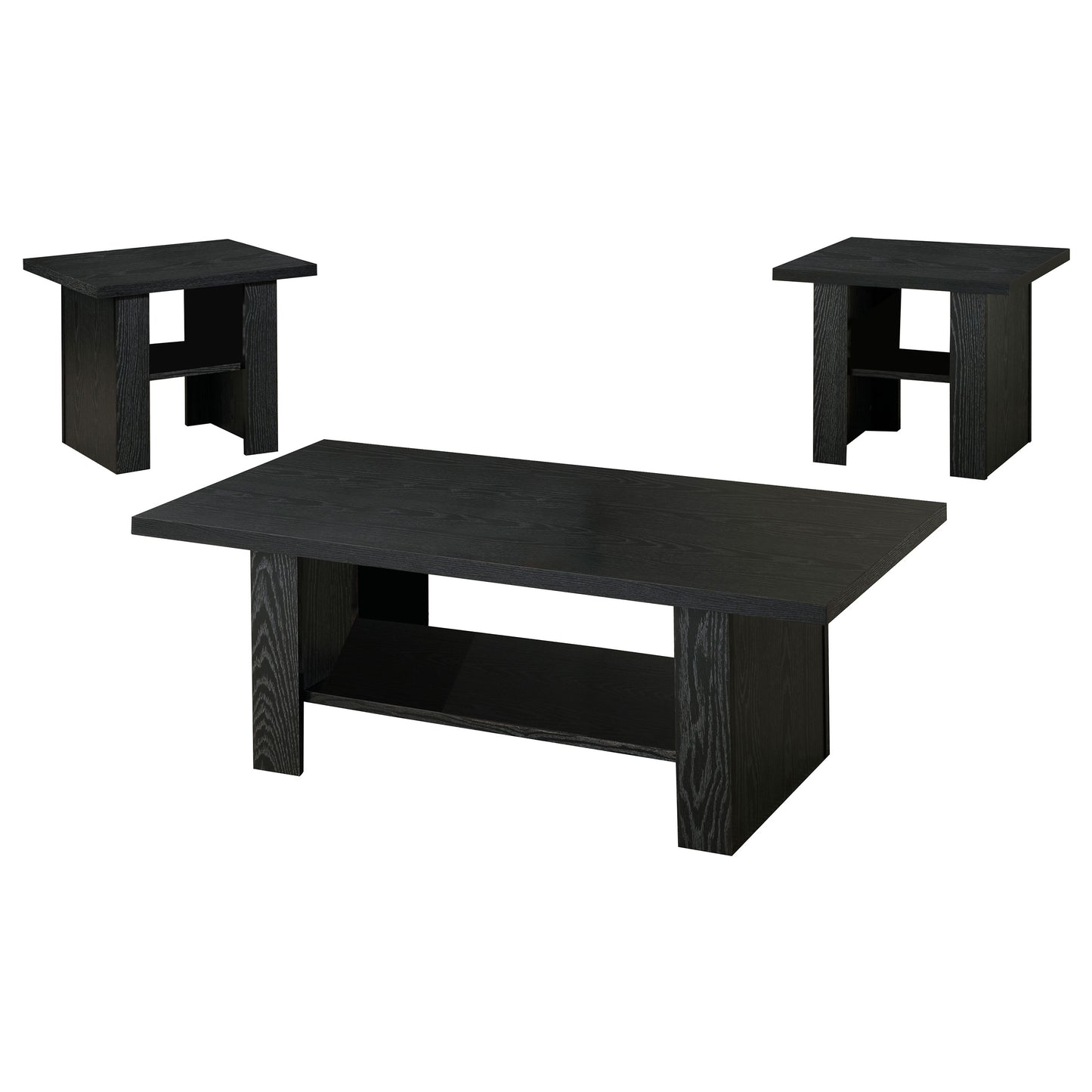 Rodez 3-piece Engineered Wood Coffee Table Set Black Oak