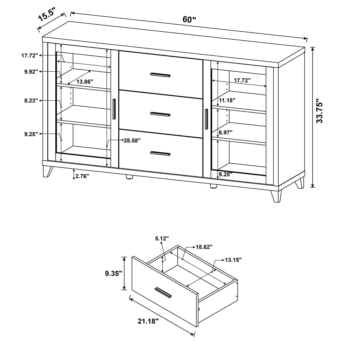 Lewes 2-door Engineered Wood 60" TV Stand Cappuccino