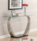 Pruitt Glass Top Metal Base Console Table Satin Silver