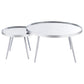 Kaelyn 2-Piece Round Mirror Top Nesting Coffee Table Chrome