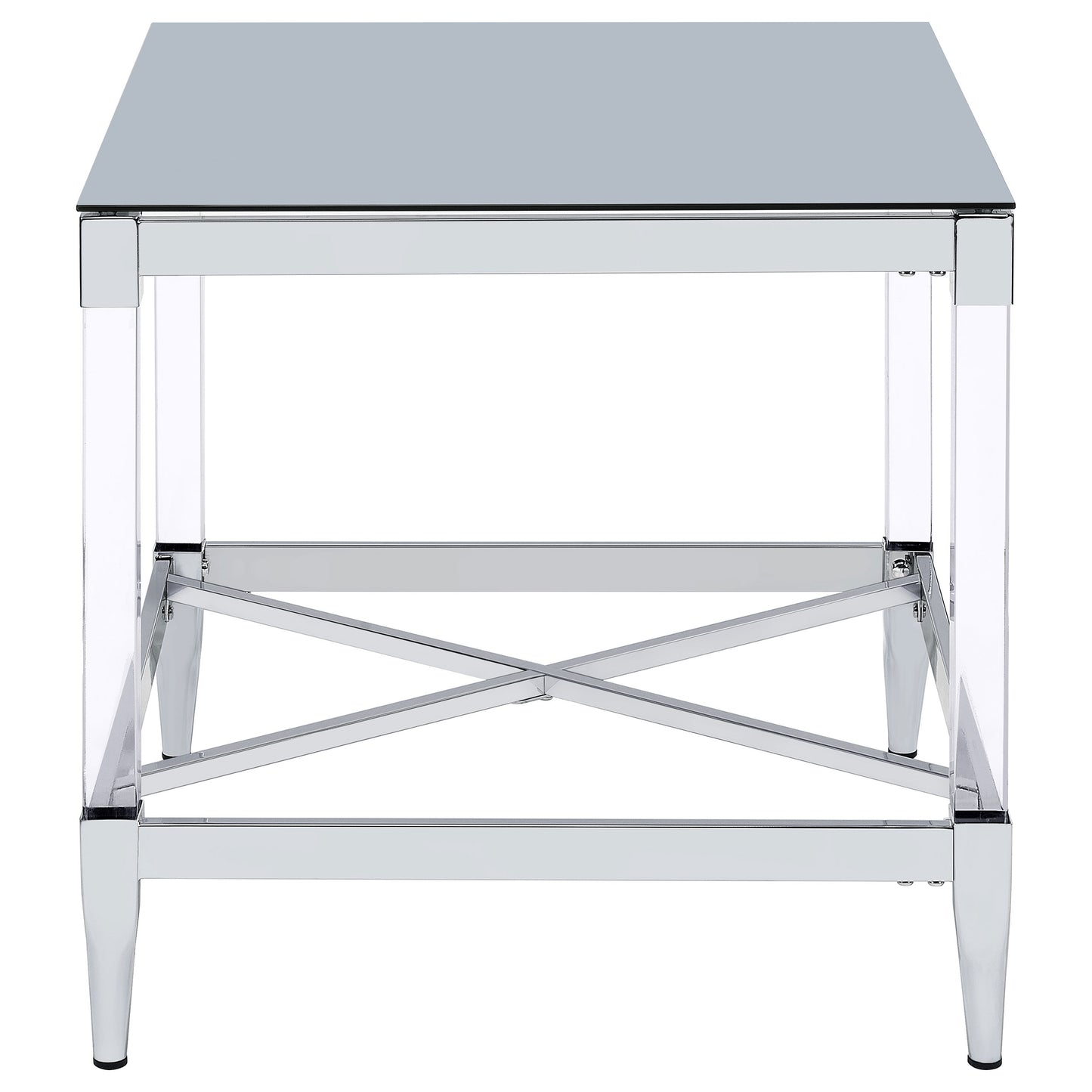 Lindley Square Tempered Mirror Acrylic Side End Table Chrome