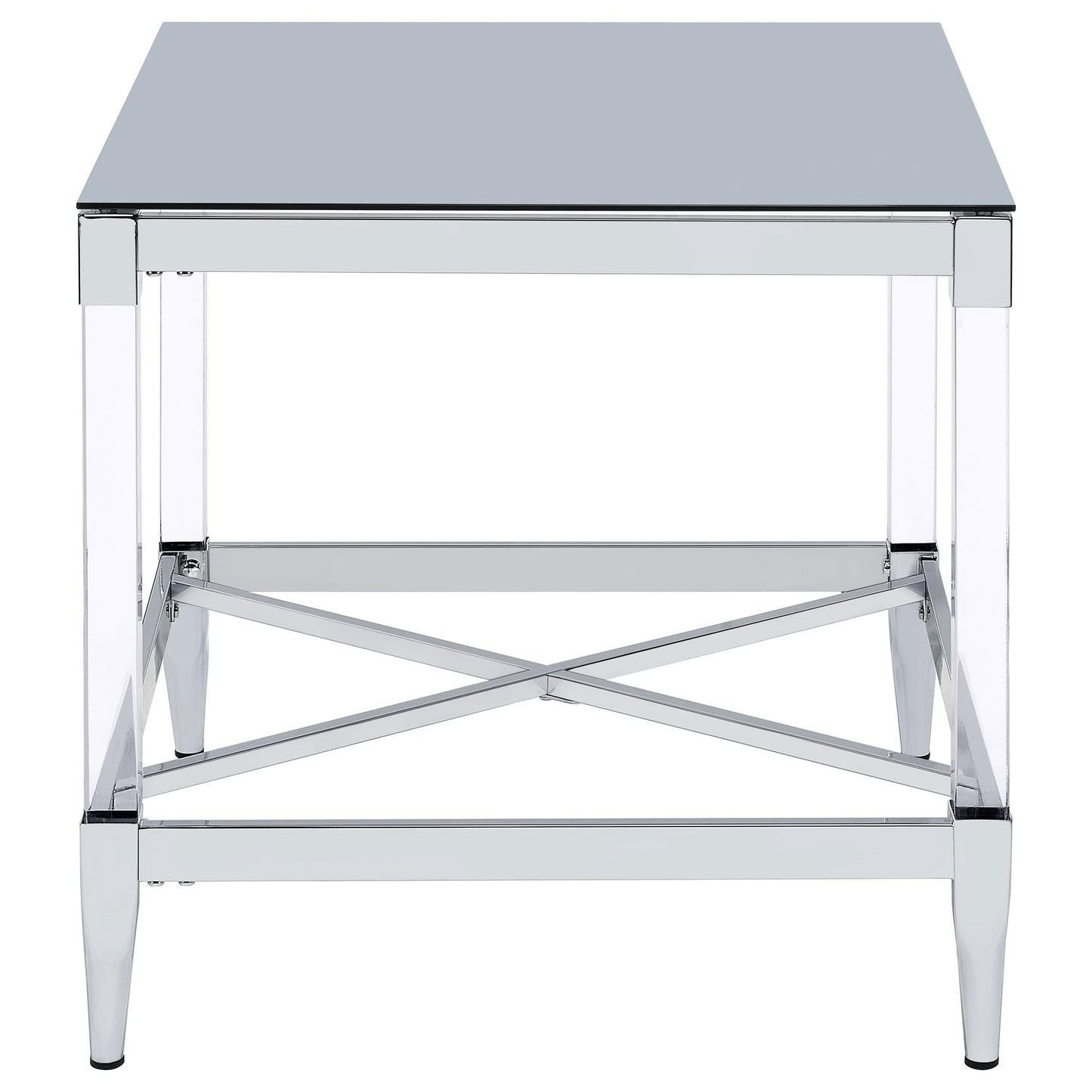 Lindley Square Tempered Mirror Acrylic Side End Table Chrome