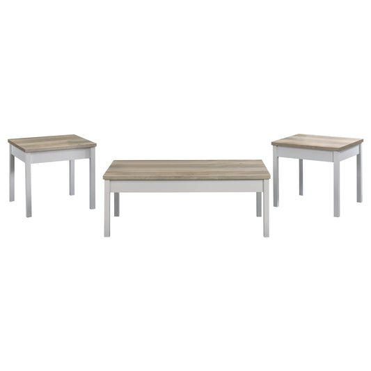 Stacie 3-piece Coffee Table Set Distressed Pine and White