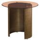 Morena Round Tawny Glass Top Side End Table Brushed Bronze