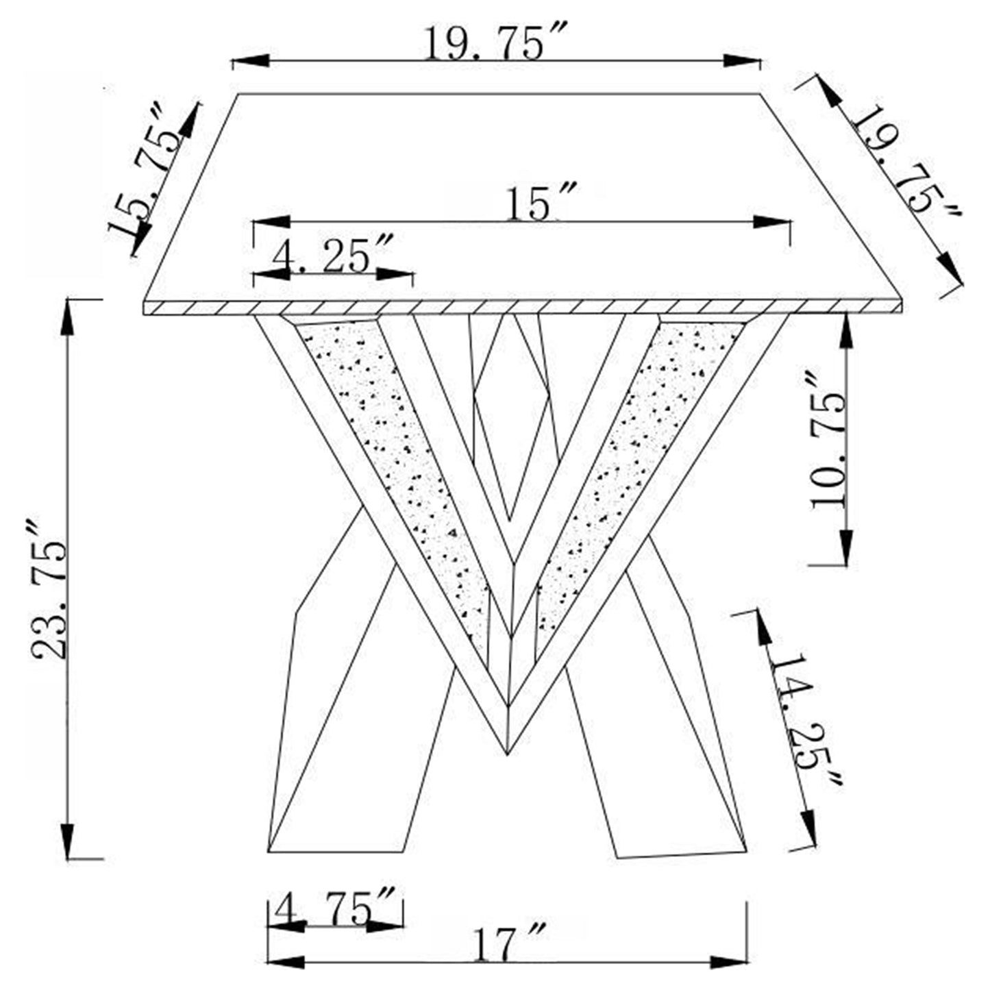 Taffeta Glass Top Mirrored Acrylic End Table Silver