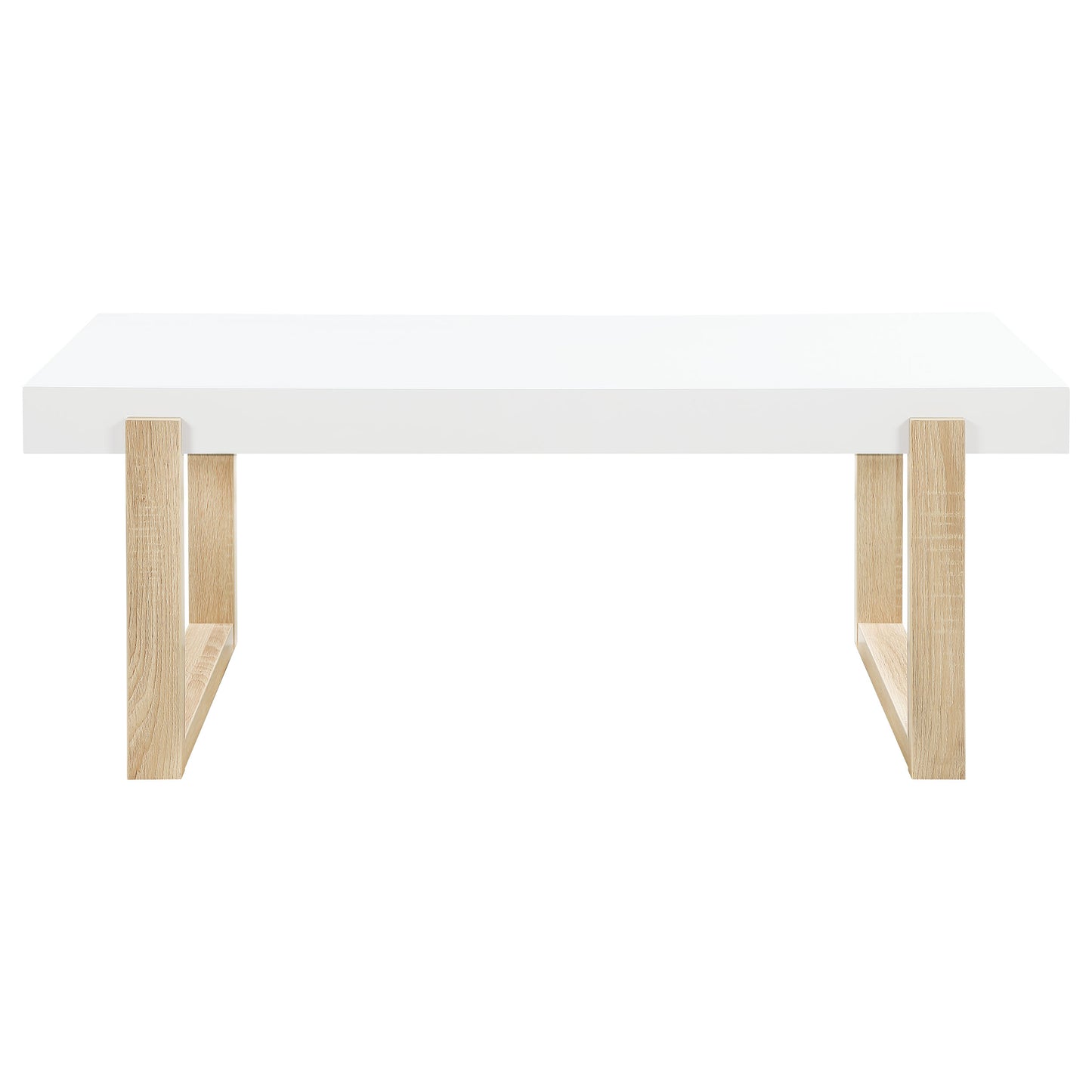 Pala Rectangular Coffee Table White High Gloss and Natural