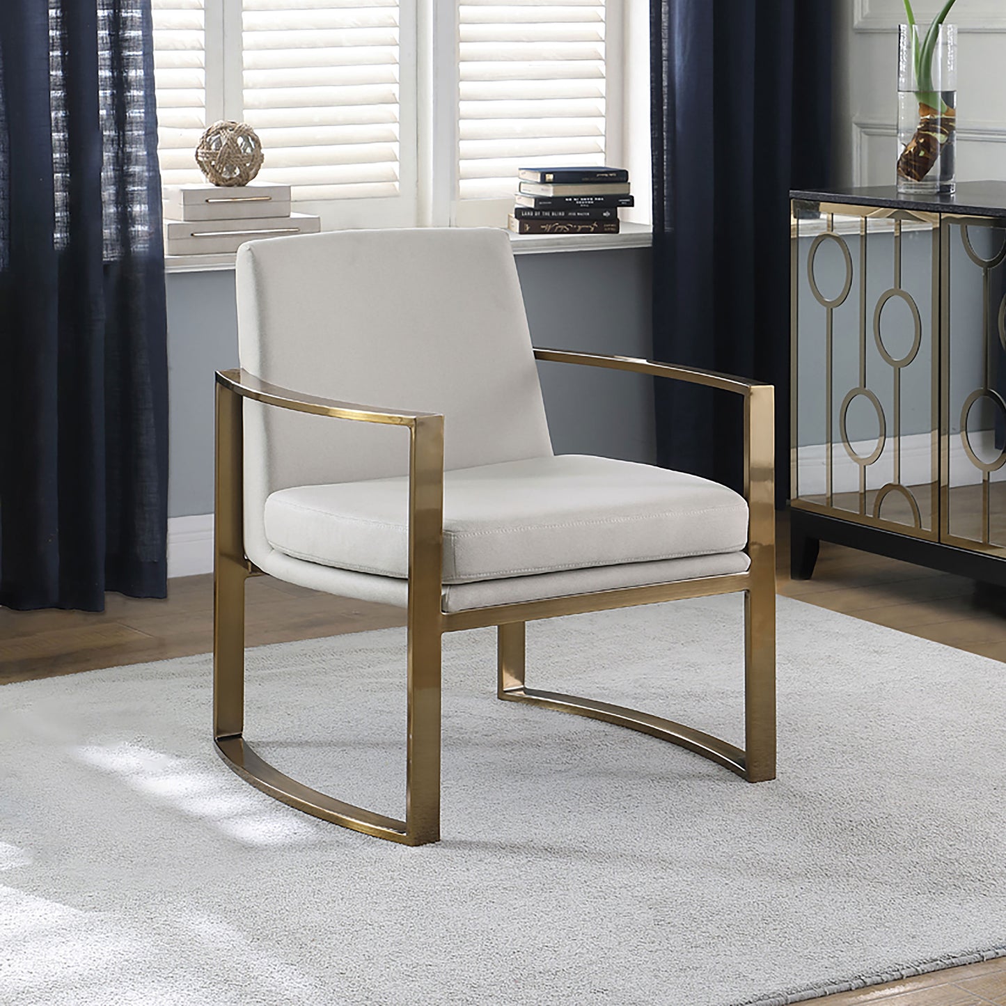 Cory Upholstered Arched Arm Accent Chair Cream