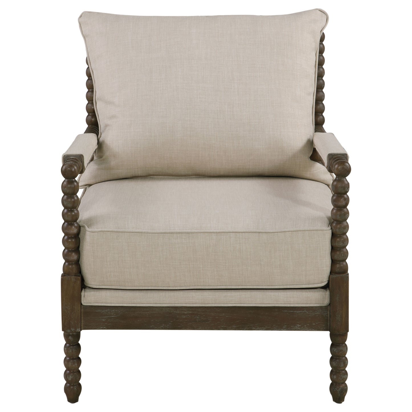 Blanchett Upholstered Bobbin Accent Chair Beige and Natural