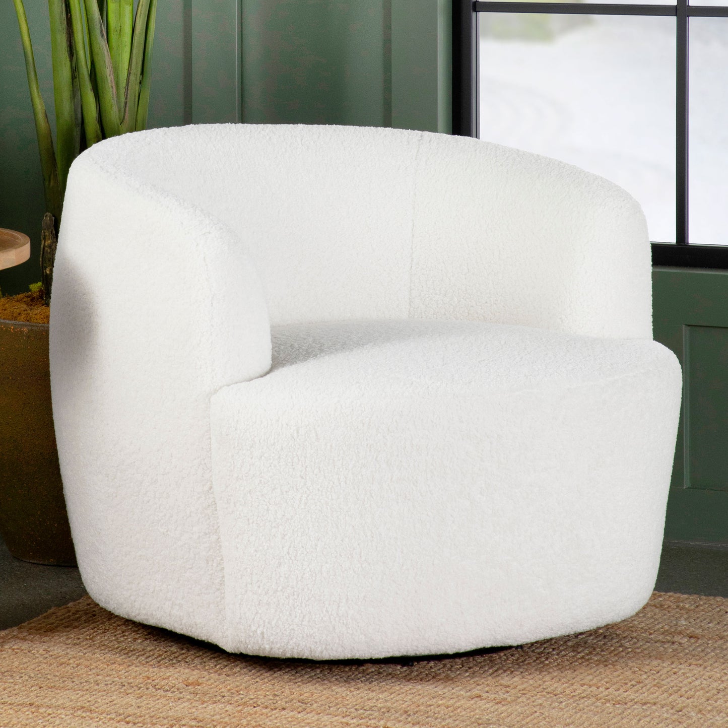 Hudson Faux Sheepskin Upholstered Swivel Chair Natural