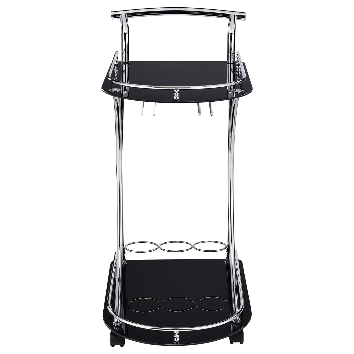 Elfman 2-tier Glass Shelf Metal Bar Cart Black and Chrome