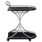 Elfman 2-tier Glass Shelf Metal Bar Cart Black and Chrome