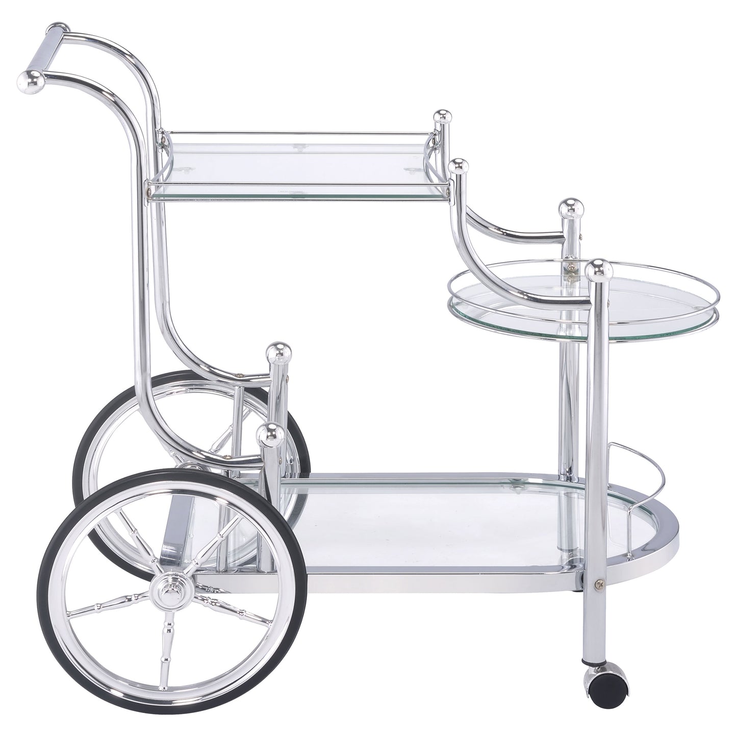 Sarandon 3-tier Glass Shelf Metal Bar Cart Chrome