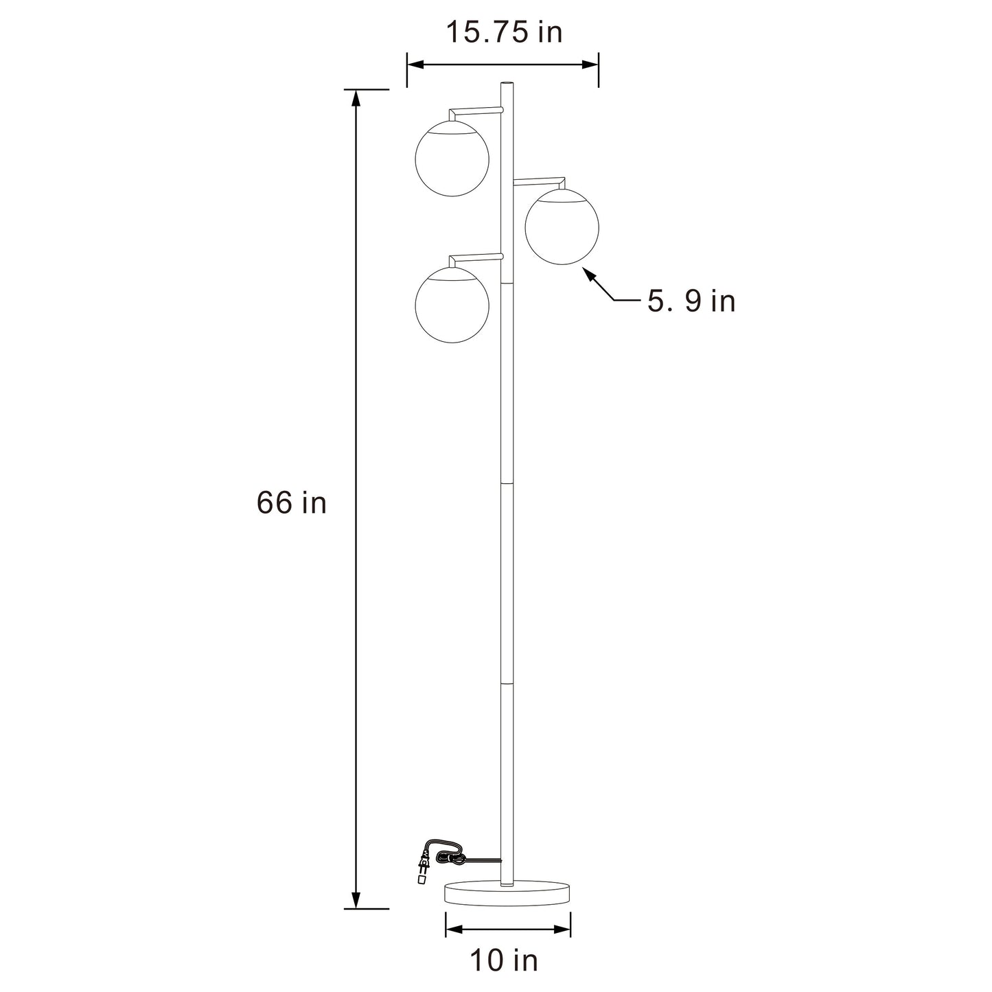 Sena 66-inch Spherical Bulb Tree Metal Floor Lamp Gold