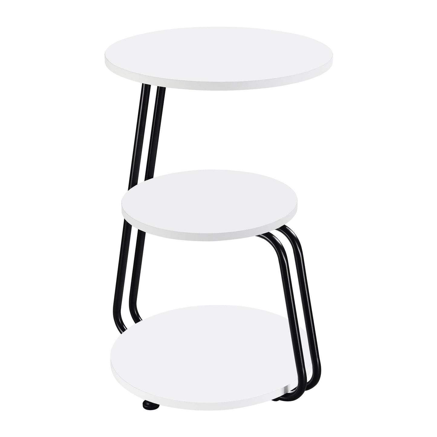 Hilly 3-tier Round Accent Side Table White and Black