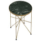 Eliska Round Green Marble Top Accent Side Table Antique Gold