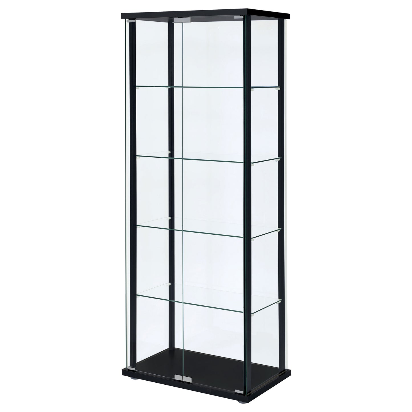 Delphinium 5-shelf Clear Glass Curio Display Cabinet Black
