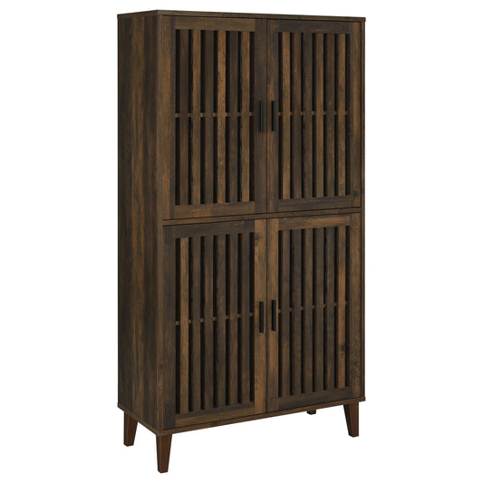 Elouise 4-door Engineered Wood Tall Accent Cabinet Dark Pine