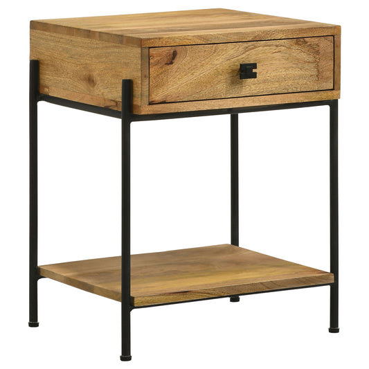 Declan 1-drawer Wood Accent Side Table Natural Mango