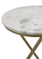 Malthe Round Marble Top Accent Side White and Antique Gold