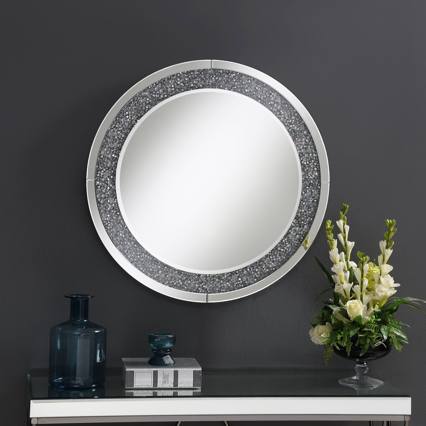 Lixue 32 x 32 Inch Round Wall Mirror LED Lighting Silver